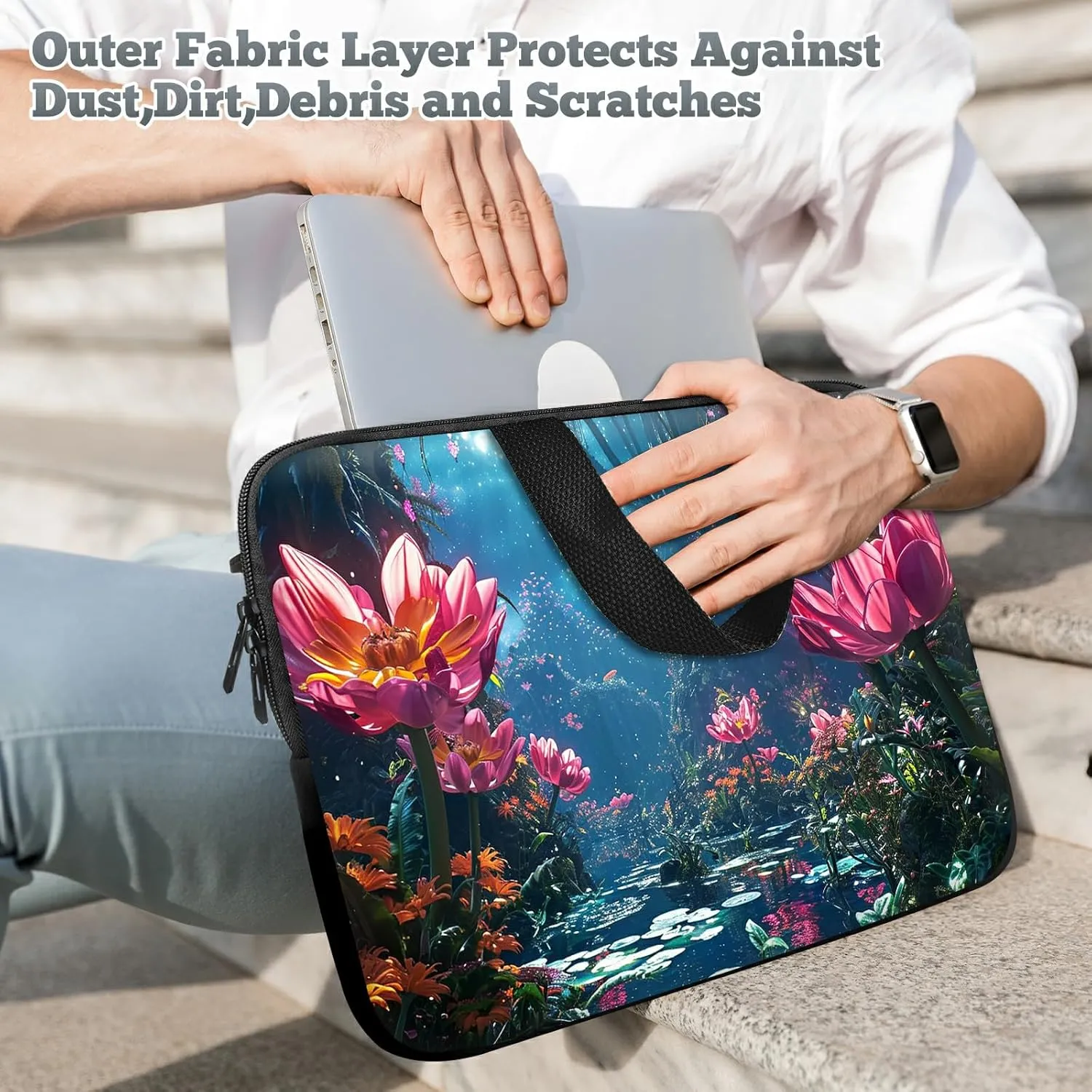 Laptop Sleeve Case Bag 13 inch, Pond Lotus Slim Carrying Case Durable Handbag Travel Laptop Bag for 13 inch MacBook Air M3/M2/Pro M2/ 13" iPad Pro/Air M4/M2 2024