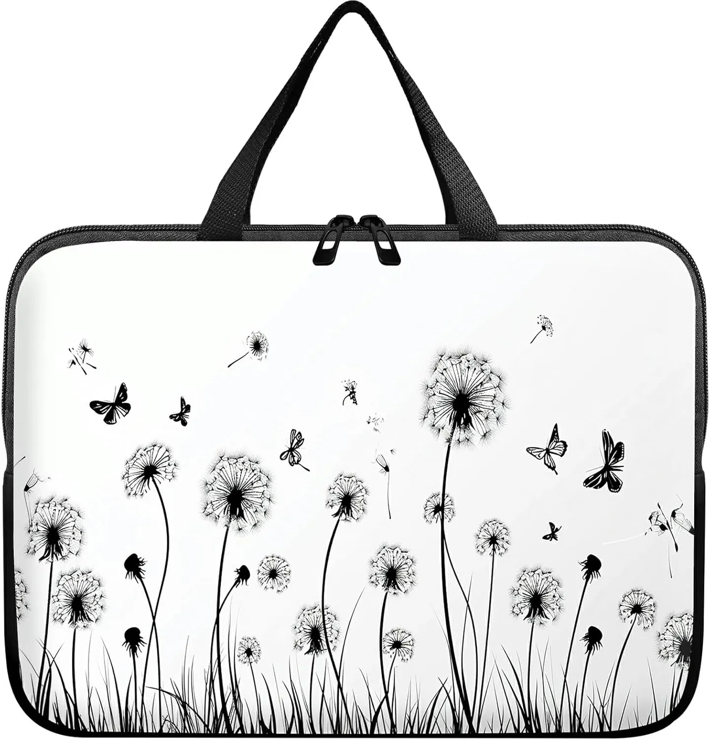 Laptop Sleeve Case Bag 15 inch, Dandelion and Butterfly Slim Carrying Case Durable Handbag Travel Laptop Bag for 15 inch MacBook Air M3/M2/15 Pro/Surface Laptop 7/6/5/4/3/ Dell XPS 15 Plus