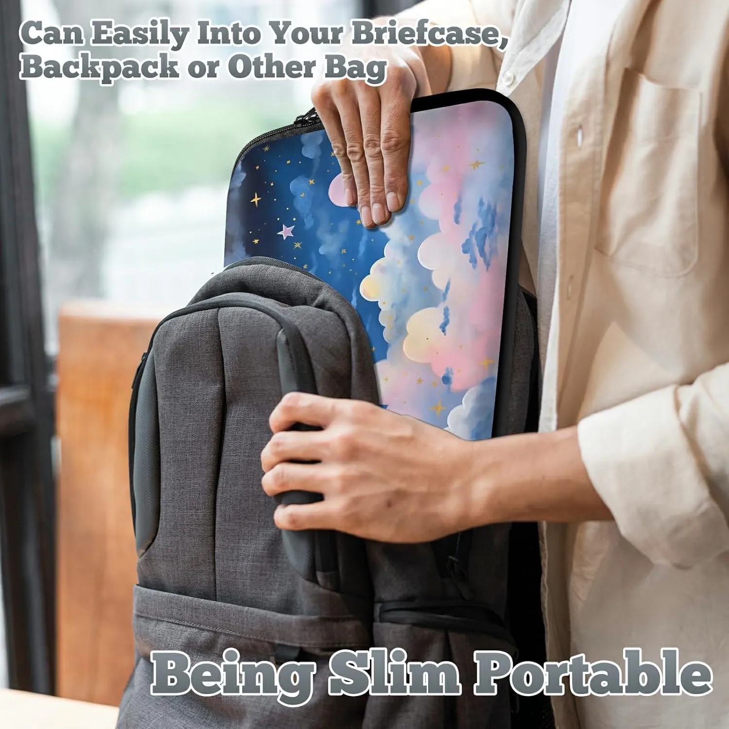 Laptop Sleeve Case Bag 15 inch, Pink Nebula Slim Carrying Case Durable Handbag Travel Laptop Bag for 15 inch MacBook Air M3/M2/15 Pro/Surface Laptop 7/6/5/4/3/ Dell XPS 15 Plus