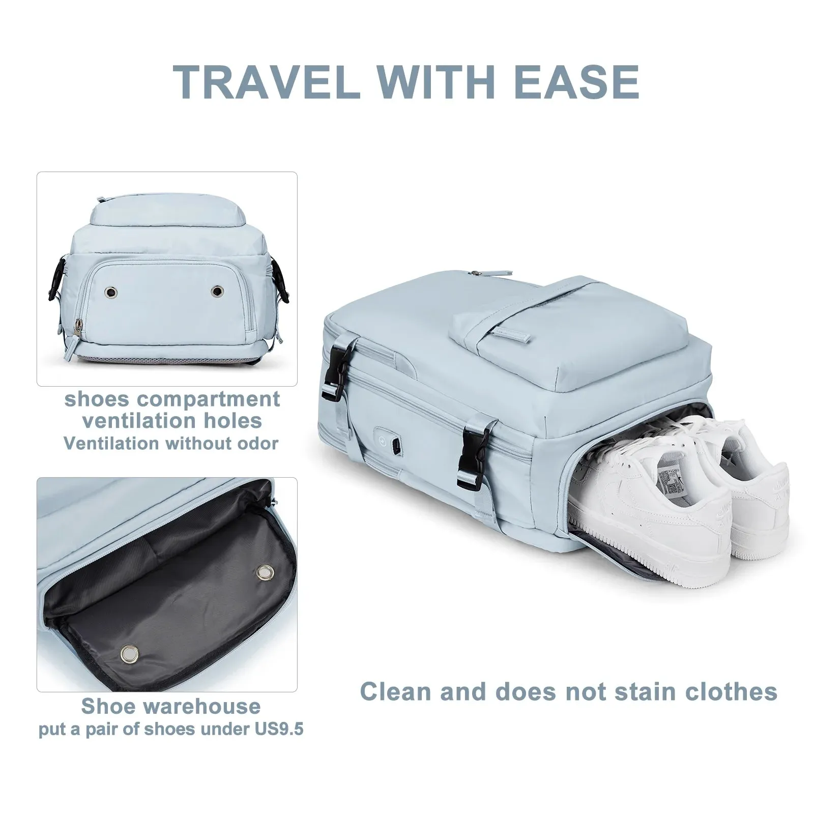 Large Backpack Women, Carry on Backpack,Hiking Backpack Waterproof Outdoor Sports Rucksack Casual Daypack School Bag Fit 14 Inch Laptop with Shoes Compartment