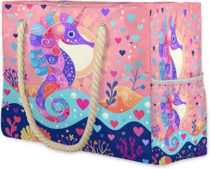 Large Beach Bags for Women and Men, Waterproof Tote with Zipper, Reusable Grocery Shopping Shoulder Bag