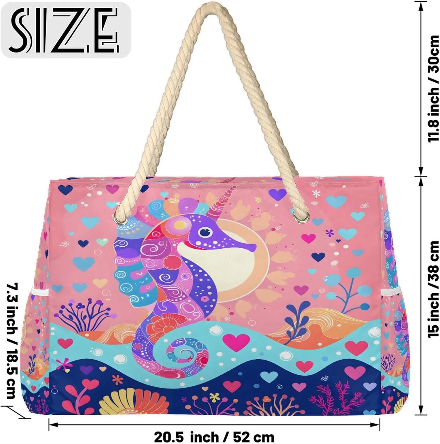 Large Beach Bags for Women and Men, Waterproof Tote with Zipper, Reusable Grocery Shopping Shoulder Bag