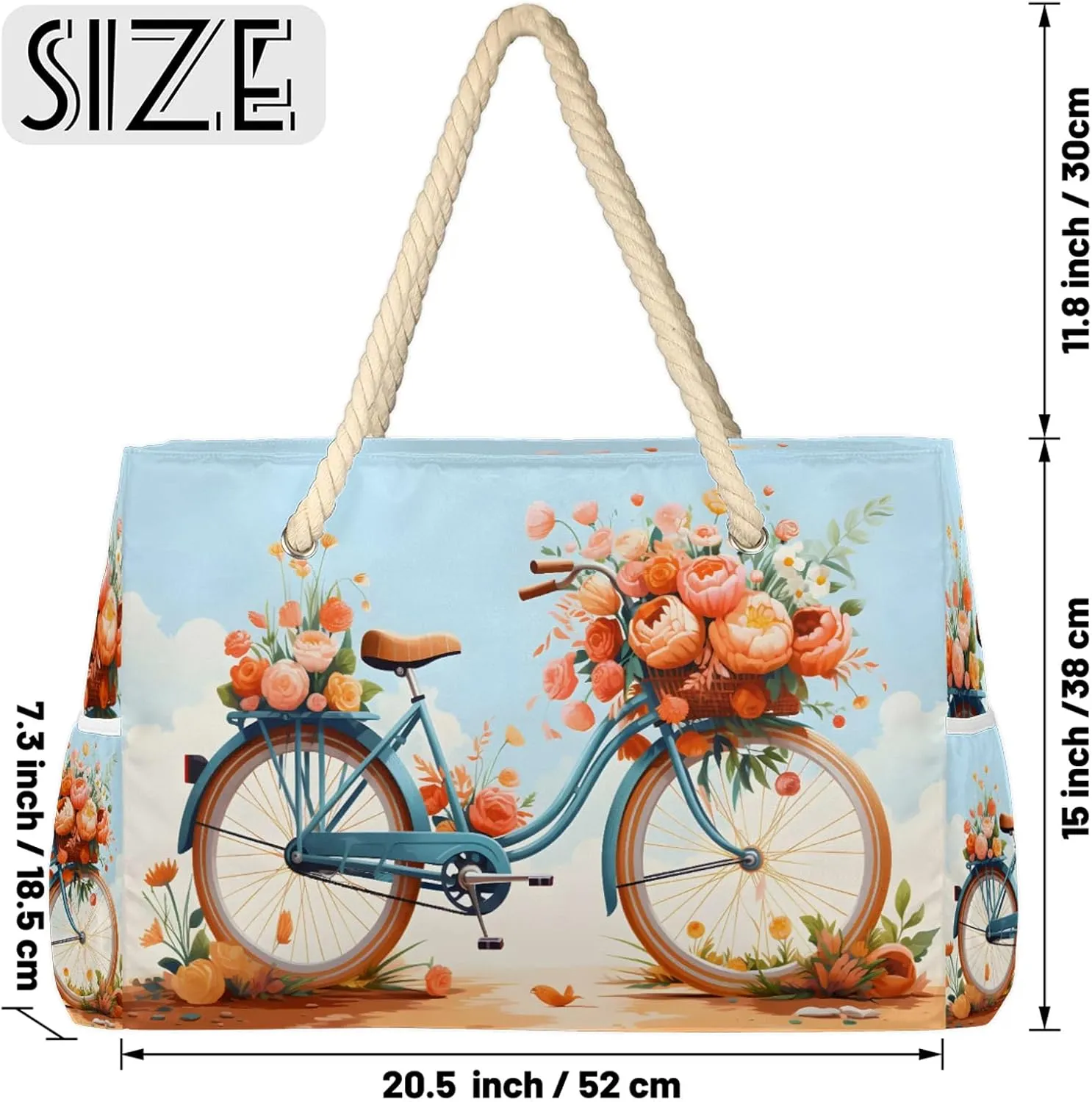 Large Beach Bags for Women and Men, Waterproof Tote with Zipper, Reusable Grocery Shopping Shoulder Bag