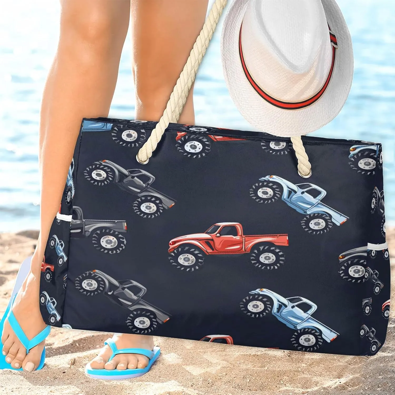 Large Beach Bags for Women with Zipper Beach Tote Bag Waterproof Sandproof Gym Swim Pool Grocery Travel Bag