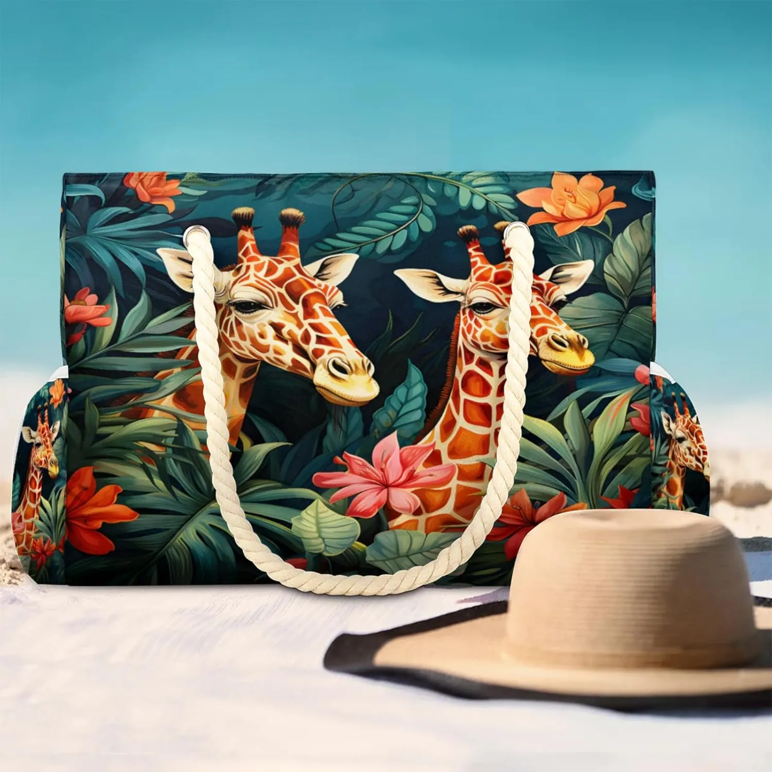 Large Beach Tote Bags for Women, Waterproof Beach Bag with Zipper, Swim Pool Tote Bags