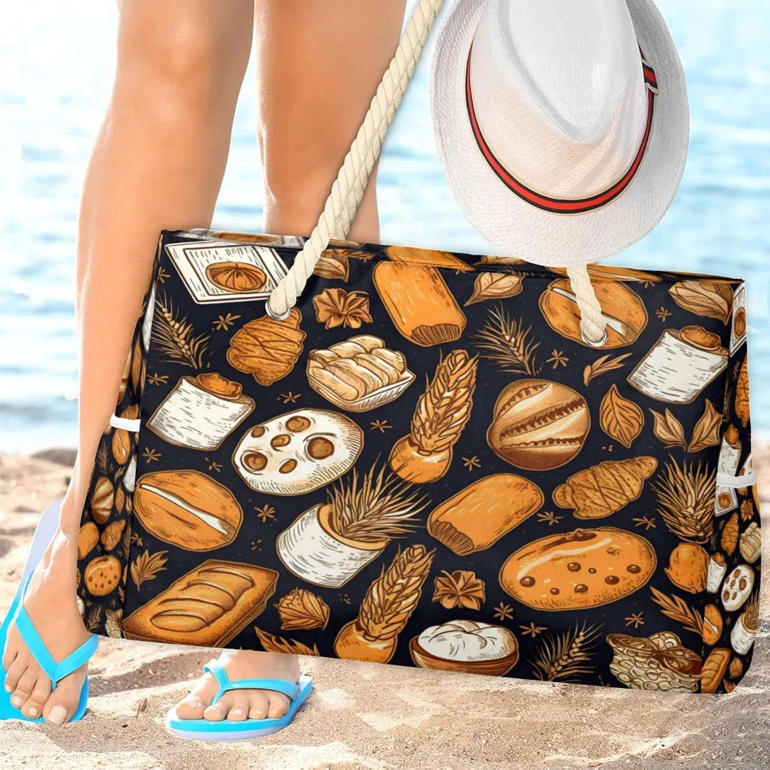 Large Beach Tote Bags for Women, Waterproof Beach Bag with Zipper, Swim Pool Tote Bags