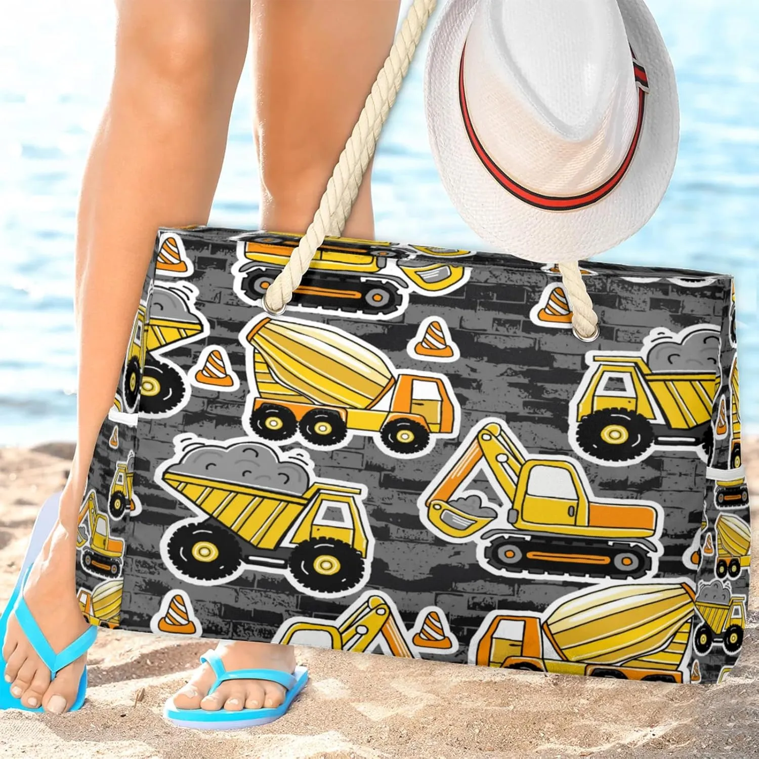 Large Beach Tote Bags for Women, Waterproof Beach Bag with Zipper, Swim Pool Tote Bags