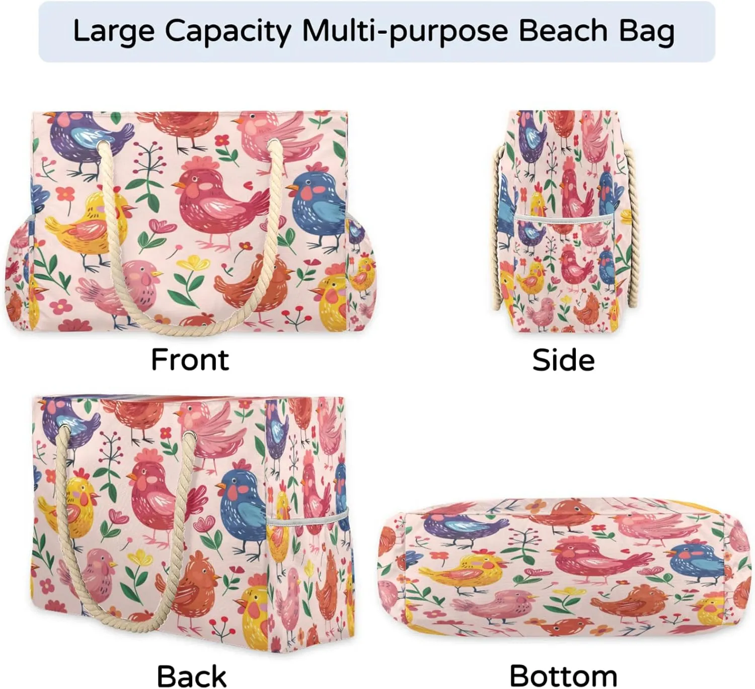Large Beach Tote Bags with Zipper, Beach Bag for Women, Waterproof Sandproof Pool Swim Bags, Travel Tote Bag