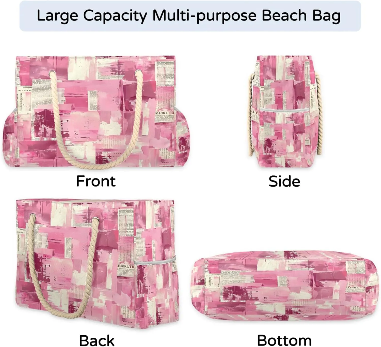 Large Beach Tote Bags with Zipper, Beach Bag for Women, Waterproof Sandproof Pool Swim Bags, Travel Tote Bag
