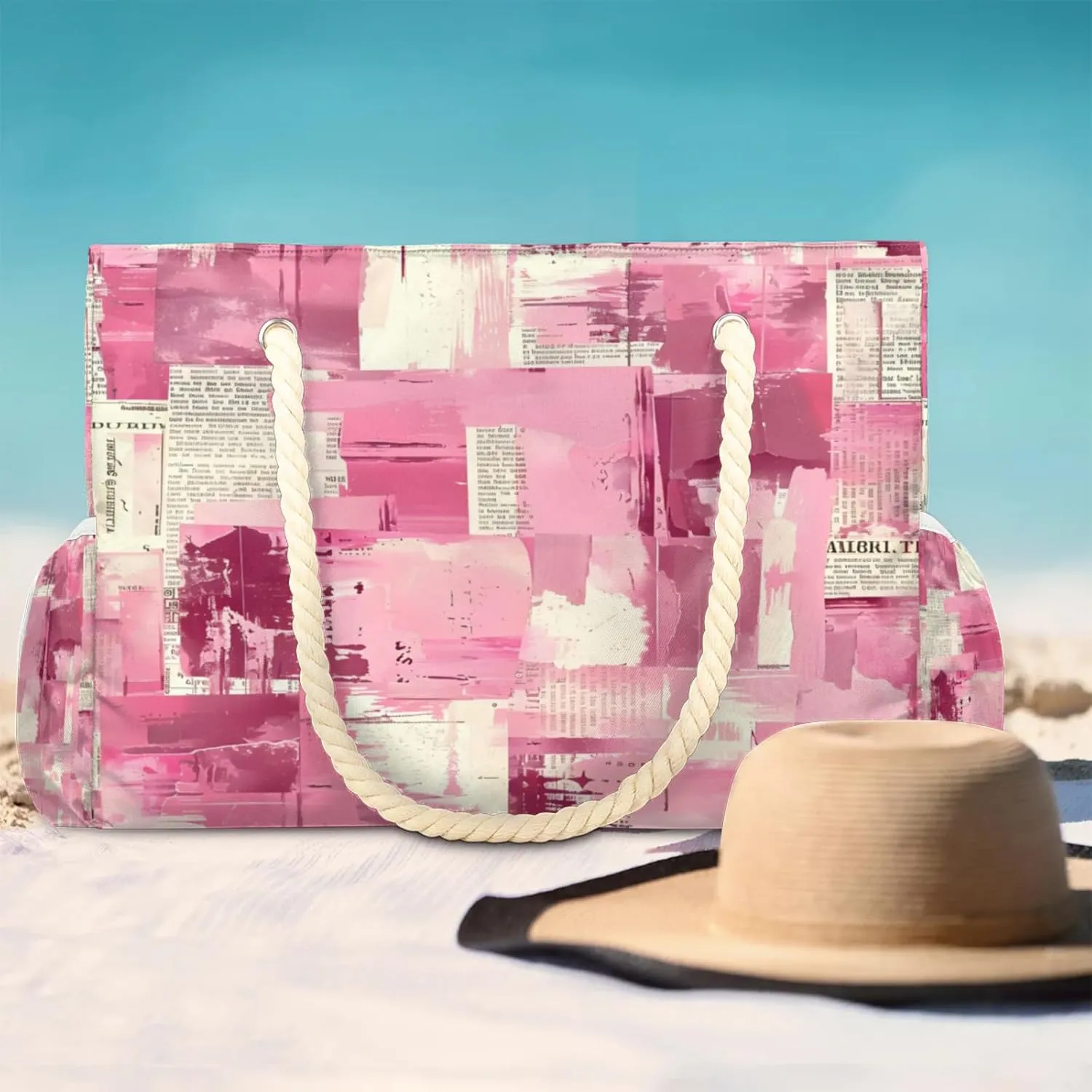 Large Beach Tote Bags with Zipper, Beach Bag for Women, Waterproof Sandproof Pool Swim Bags, Travel Tote Bag