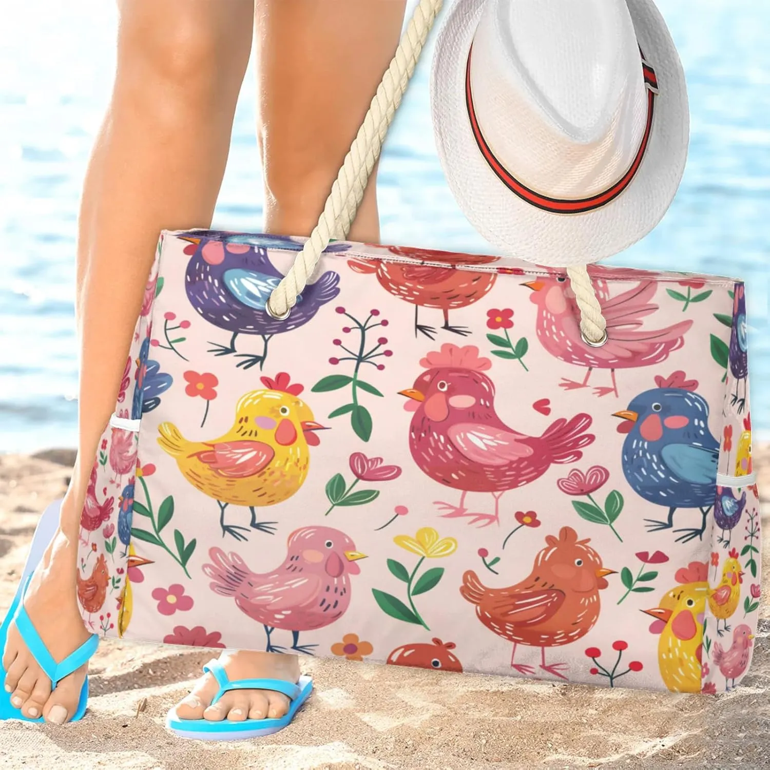 Large Beach Tote Bags with Zipper, Beach Bag for Women, Waterproof Sandproof Pool Swim Bags, Travel Tote Bag