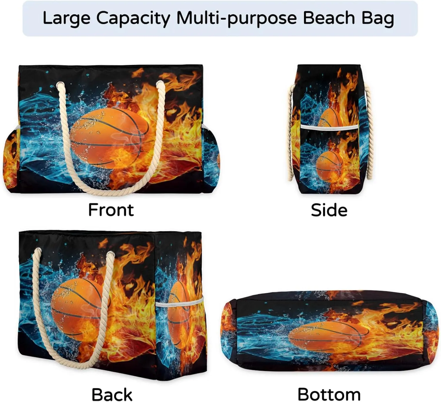 Large Beach Tote Bags with Zipper, Beach Bag for Women, Waterproof Sandproof Pool Swim Bags, Travel Tote Bag