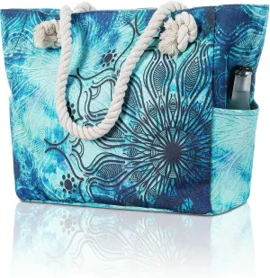 Large Canvas Beach Tote Bag Waterproof Sand proof for Women Her Swim,Travel,Shopping,Gym,Cruise Essentials Gear