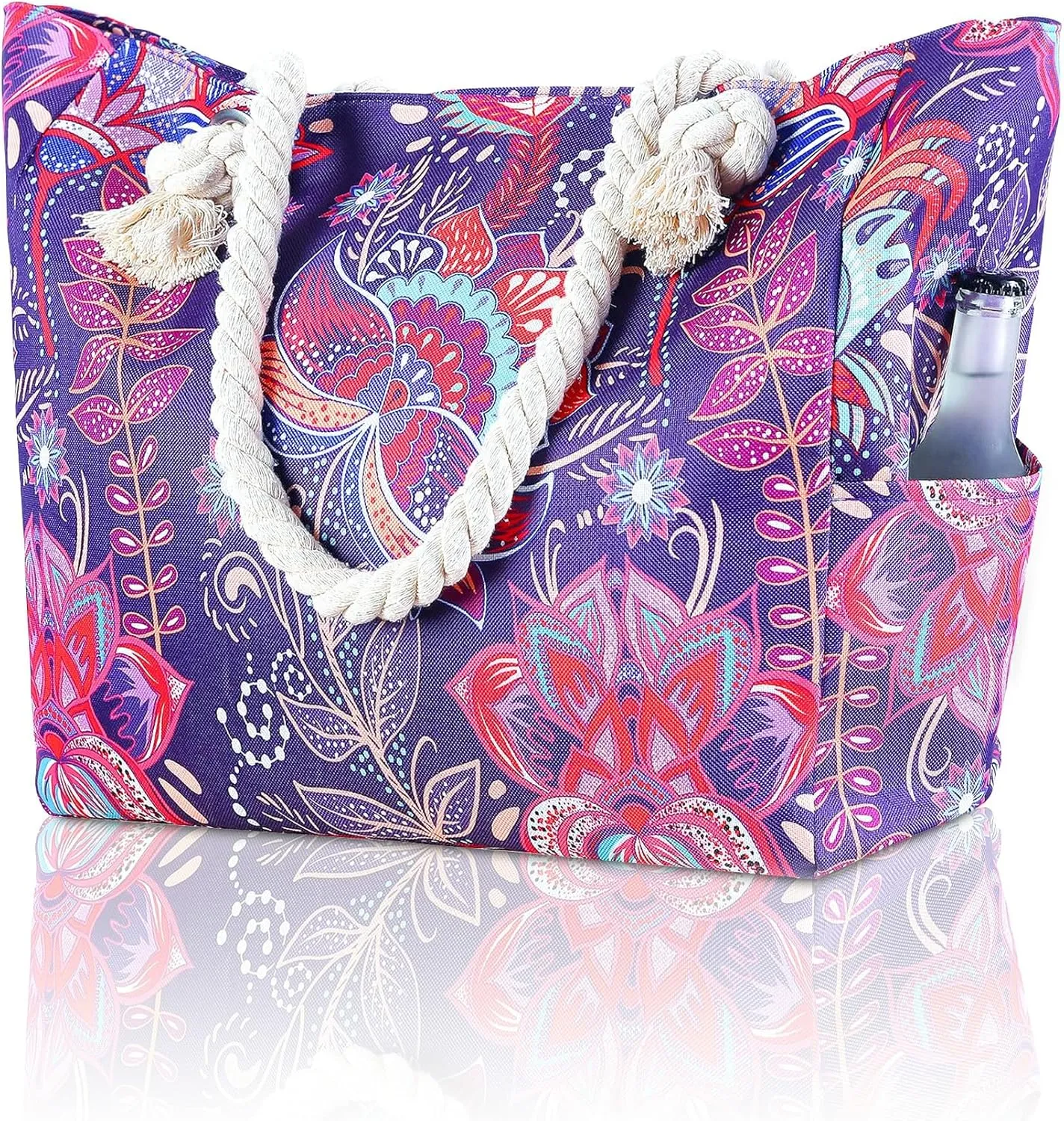Large Canvas Beach Tote Bag Waterproof Sand proof for Women Her Swim,Travel,Shopping,Gym,Cruise Essentials Gear
