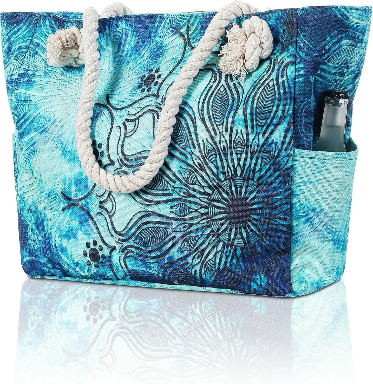 Large Canvas Beach Tote Bag Waterproof Sand proof for Women Her Swim,Travel,Shopping,Gym,Cruise Essentials Gear