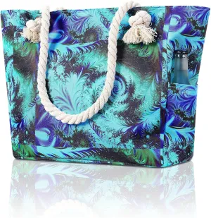 Large Canvas Beach Tote Bag Waterproof Sand proof for Women Her Swim,Travel,Shopping,Gym,Cruise Essentials Gear
