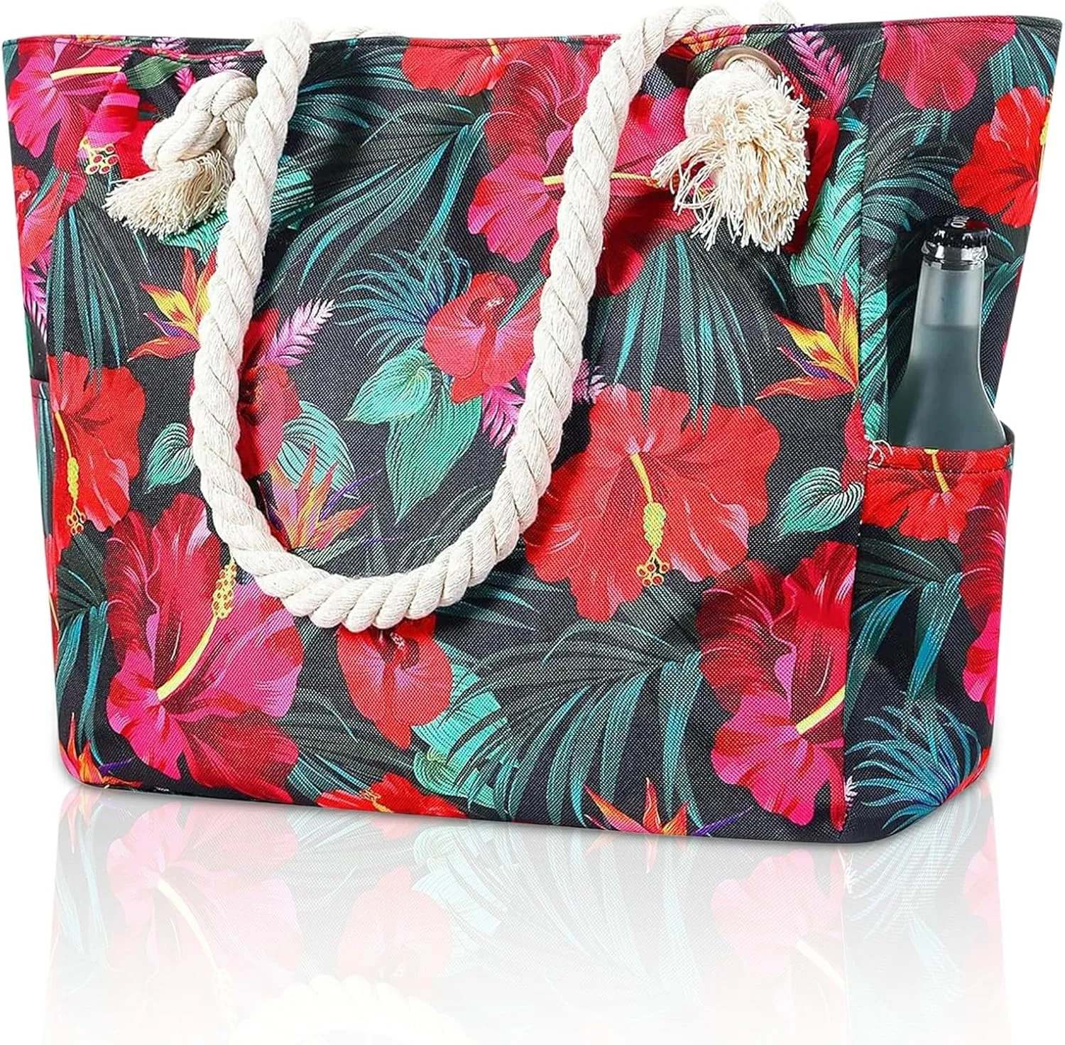 Large Canvas Beach Tote Bag Waterproof Sand proof for Women Her Swim,Travel,Shopping,Gym,Cruise Essentials Gear