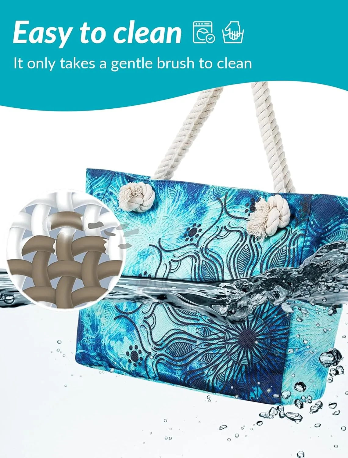 Large Canvas Beach Tote Bag Waterproof Sand proof for Women Her Swim,Travel,Shopping,Gym,Cruise Essentials Gear