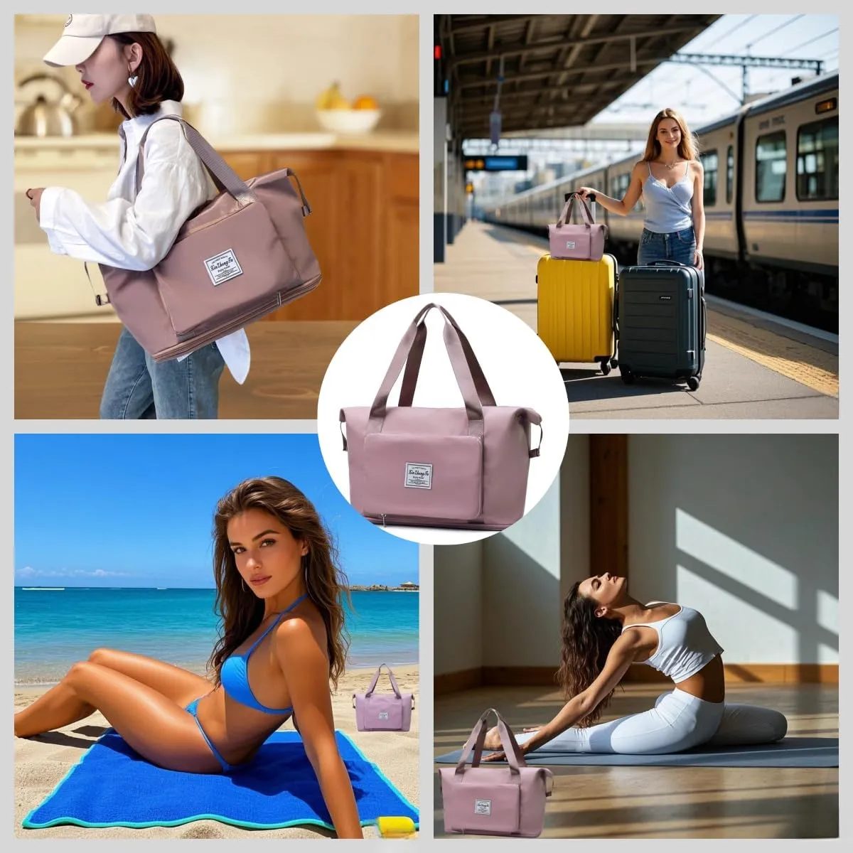 Large Capacity Foldable Travel Bag Expandable Collapsible Dry and Wet Separation Large Capacity Travel bag