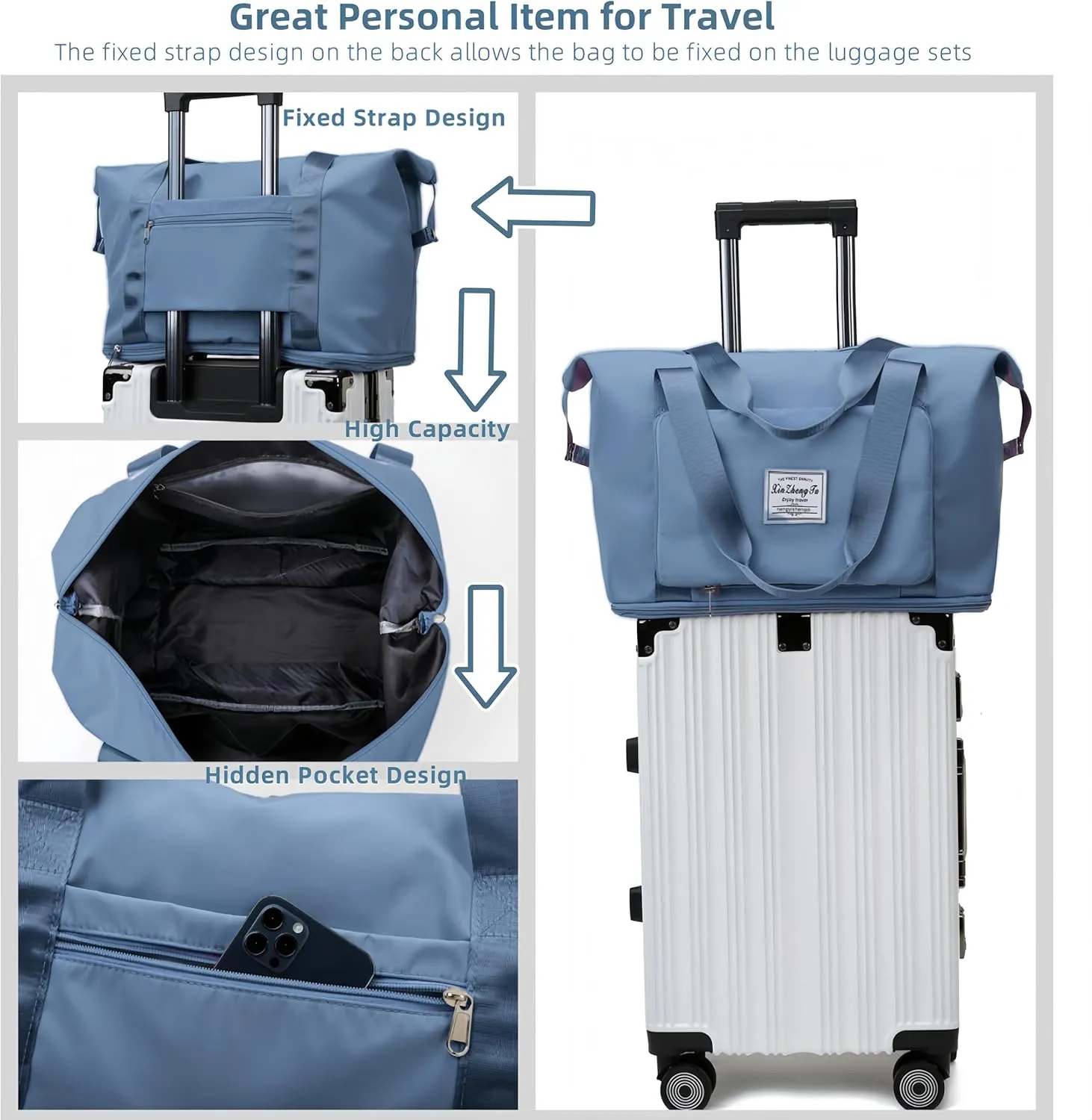 Large Capacity Foldable Travel Bag Expandable Collapsible Dry and Wet Separation Large Capacity Travel bag