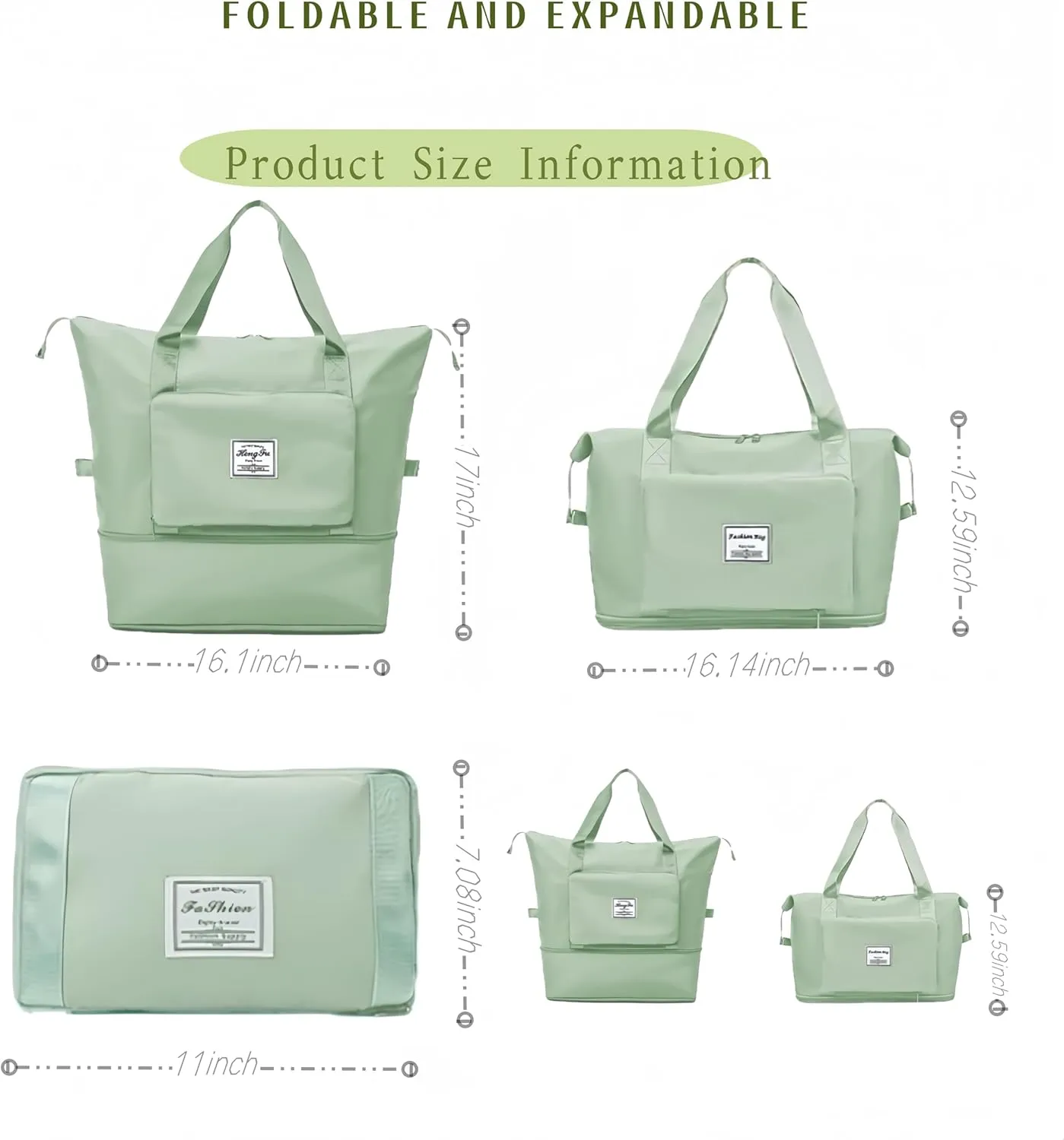Large Capacity Foldable Travel Bag Expandable Collapsible Dry and Wet Separation Large Capacity Travel bag
