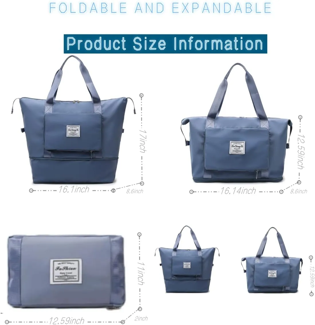 Large Capacity Foldable Travel Bag Expandable Collapsible Dry and Wet Separation Large Capacity Travel bag