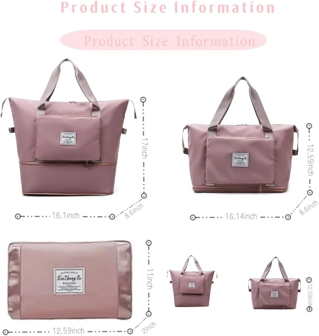 Large Capacity Foldable Travel Bag Expandable Collapsible Dry and Wet Separation Large Capacity Travel bag