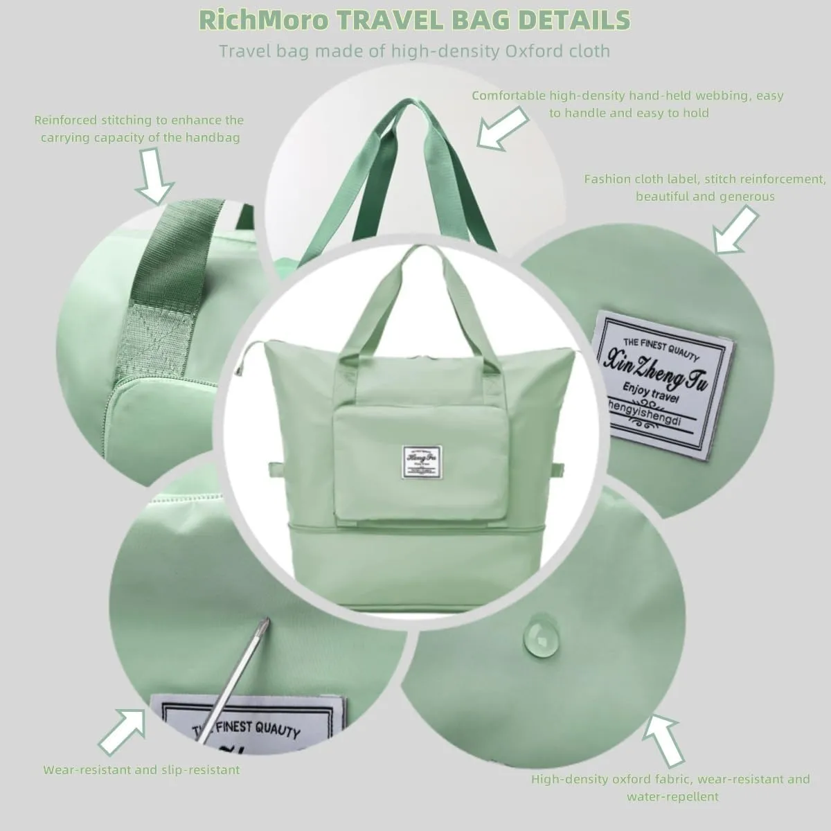 Large Capacity Foldable Travel Bag Expandable Collapsible Dry and Wet Separation Large Capacity Travel bag