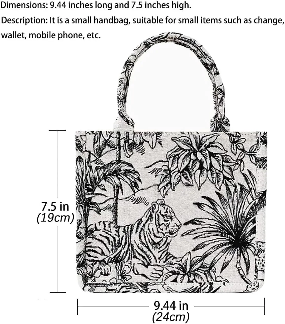 Large capacity handbag linen cotton flower embroidery retro exquisite doodle fashion shopping bag