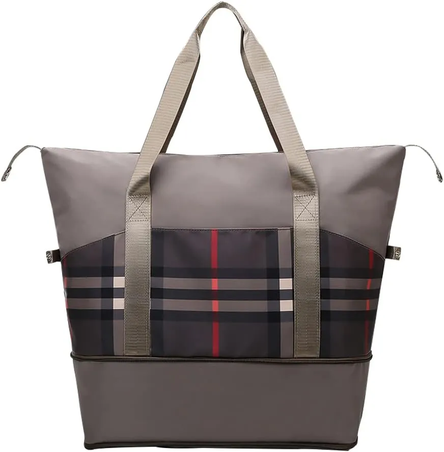 Large Capacity Travel Luggage Bag, Women's Tote to Carry Airplane Fits Under Seat, Men's Short Business Carry-on Sports Gym Dry and Wet Separation Bag(Business Gray), XL0830