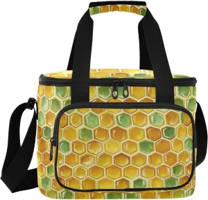 Large Lunch Bag Bee Hive Orange Insulated Cooler Box For Women Men Picnic Camping Beach Handbag 24-Can (18L)