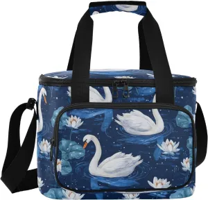 Large Lunch Bag Duck Swans Flower Insulated Cooler Box For Women Men Picnic Camping Beach Handbag 24-Can (18L)