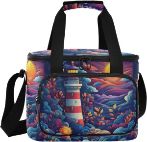 Large Lunch Bag Lighthouse Tornado Sun Leaves Insulated Cooler Box for Women Men Picnic Camping Beach Handbag 24-Can (18L)