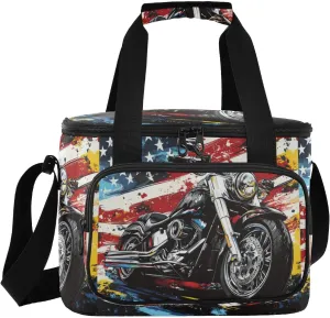 Large Lunch Bag Motrocycle Motocross America Insulated Cooler Box for Women Men Picnic Camping Beach Handbag 24-Can (18L)