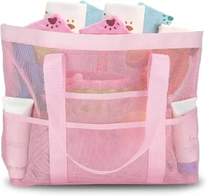 Large Mesh Beach Bag, Beach Tote Bags with 9 Pocket for Family
