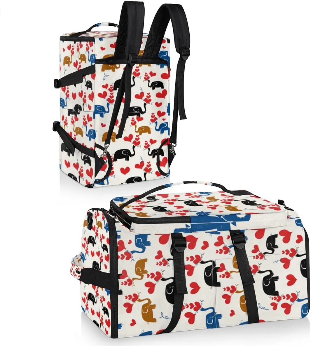 Large Sports Gym Bag With Shoe & Laptop Compartment 47L Waterproof Travel Duffel Bags for Men Women Animal Elephant Love Luggage Backpack Duffle Bag