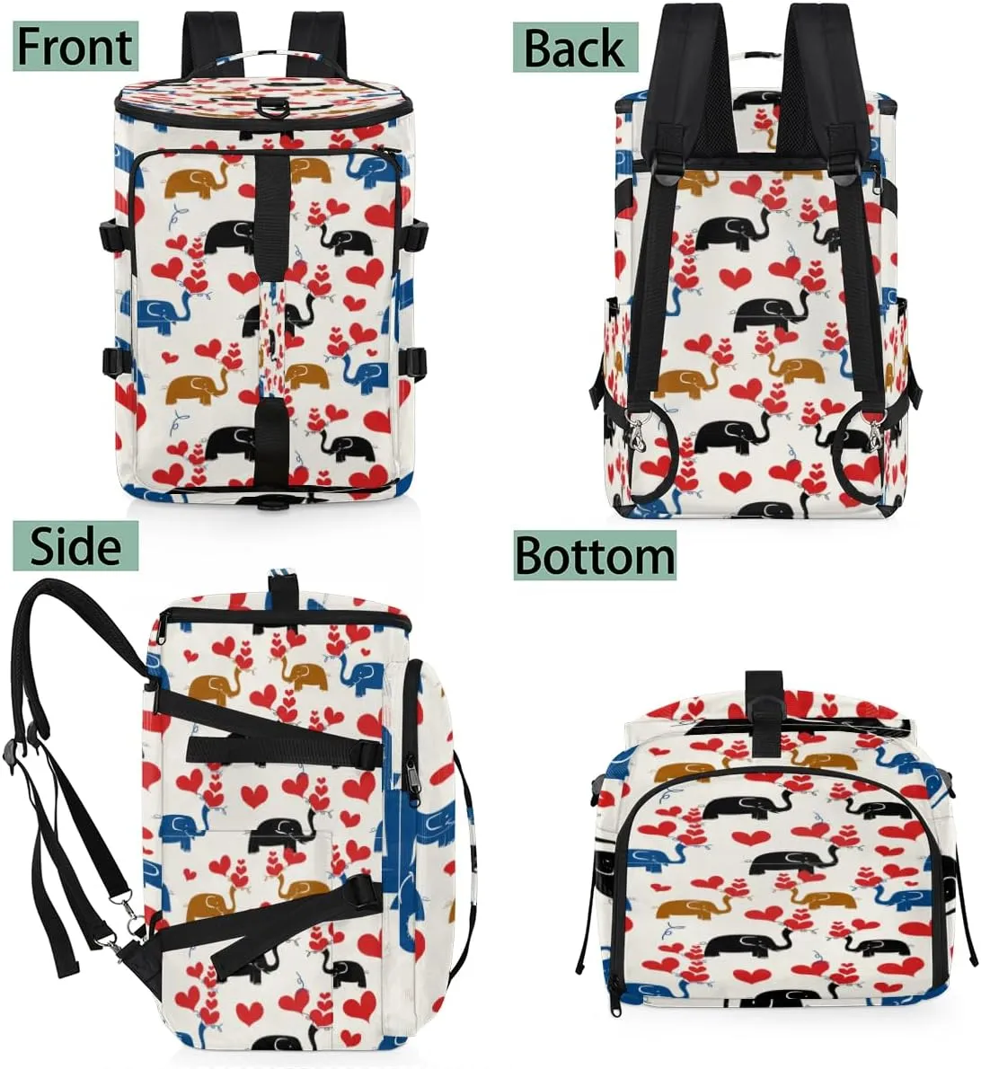 Large Sports Gym Bag With Shoe & Laptop Compartment 47L Waterproof Travel Duffel Bags for Men Women Animal Elephant Love Luggage Backpack Duffle Bag