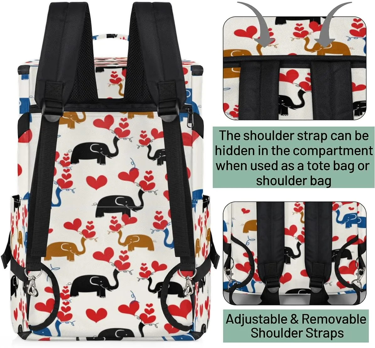 Large Sports Gym Bag With Shoe & Laptop Compartment 47L Waterproof Travel Duffel Bags for Men Women Animal Elephant Love Luggage Backpack Duffle Bag