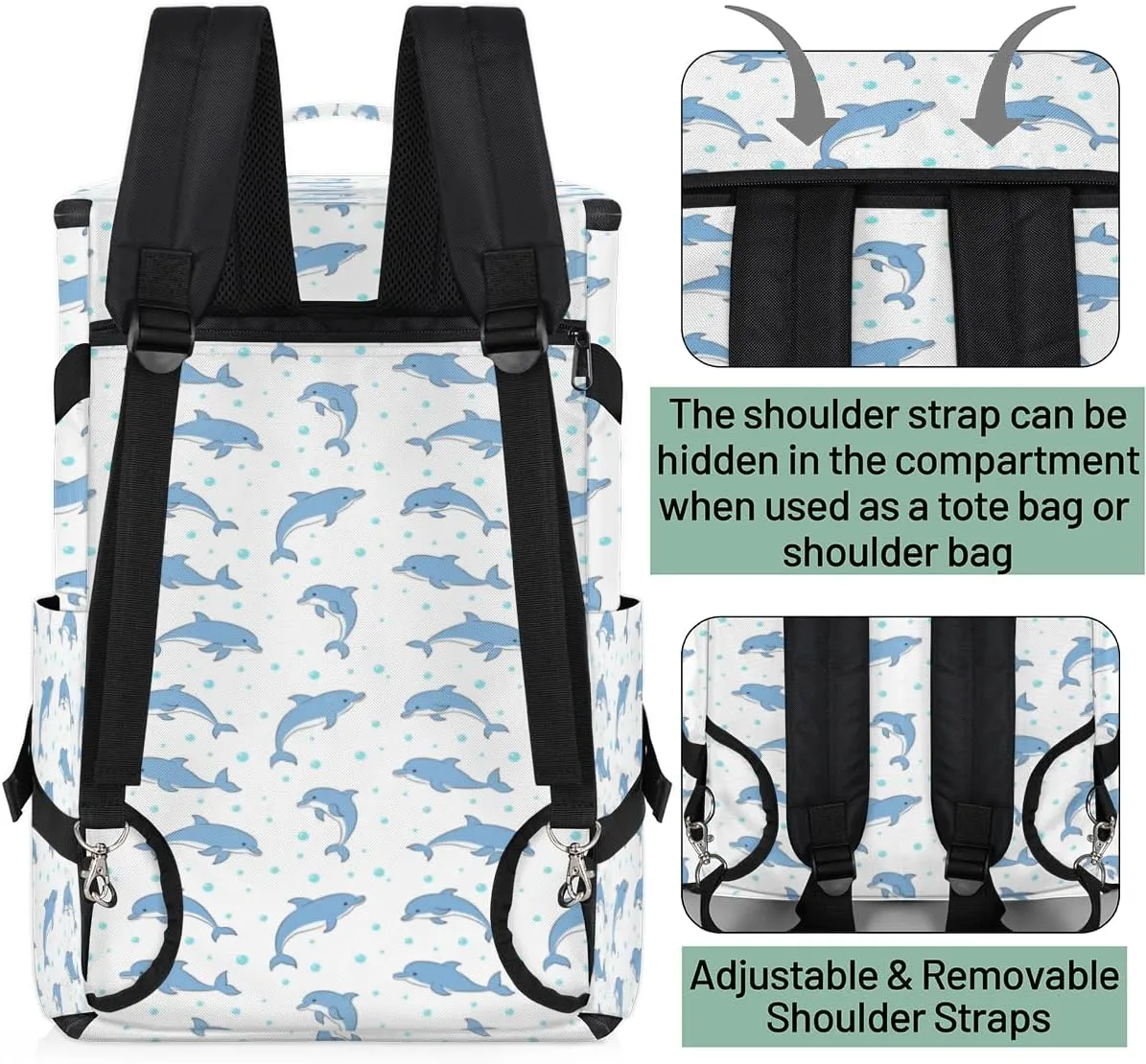 Large Sports Gym Bag With Shoe & Laptop Compartment 47L Waterproof Travel Duffel Bags for Men Women Cartoon Dolphins Animal Luggage Backpack Duffle Bag