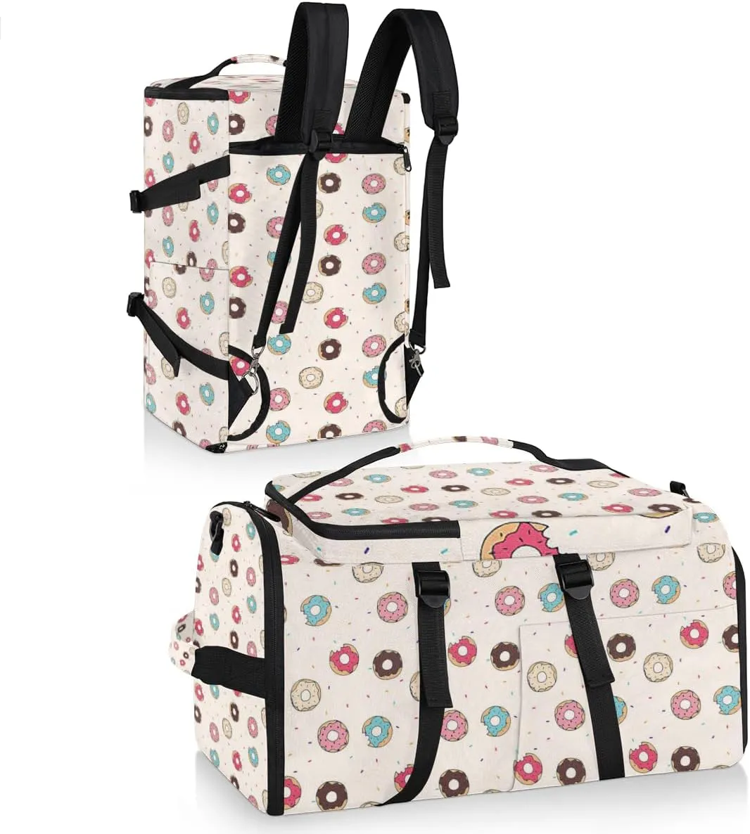 Large Sports Gym Bag With Shoe & Laptop Compartment 47L Waterproof Travel Duffel Bags for Men Women Cartoon Donut Food Luggage Backpack Duffle Bag