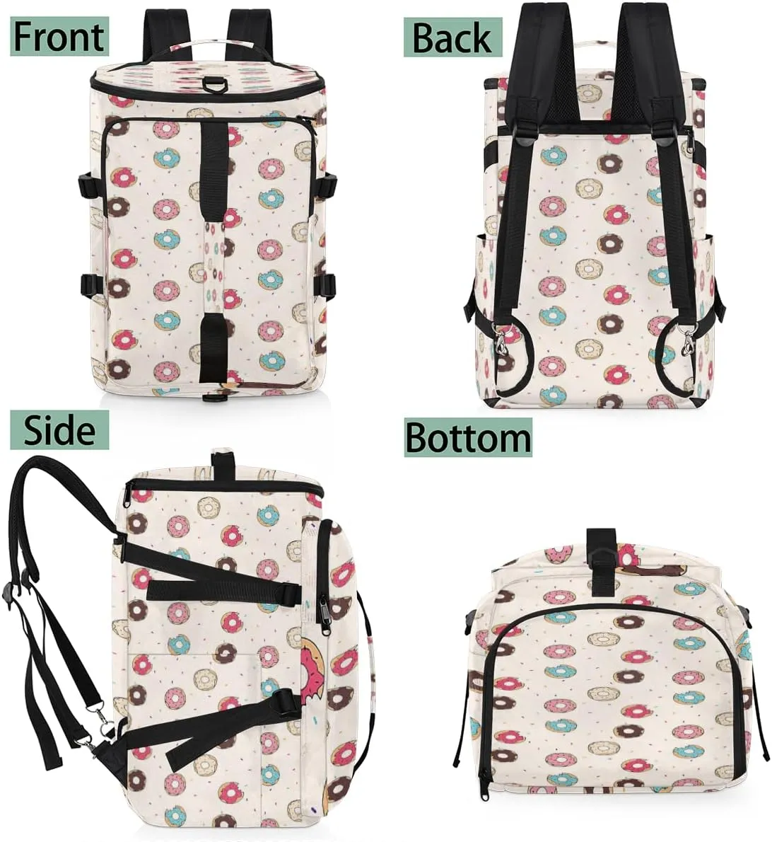 Large Sports Gym Bag With Shoe & Laptop Compartment 47L Waterproof Travel Duffel Bags for Men Women Cartoon Donut Food Luggage Backpack Duffle Bag