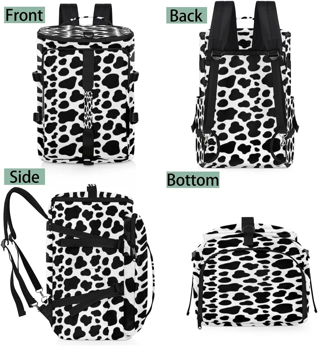 Large Sports Gym Bag With Shoe & Laptop Compartment 47L Waterproof Travel Duffel Bags for Men Women Cow Black Print Luggage Backpack Duffle Bag