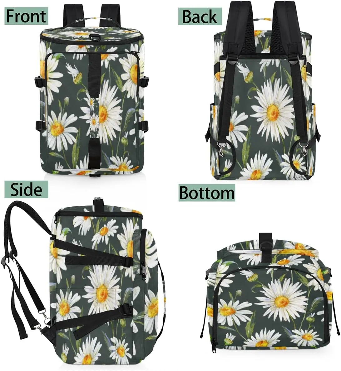 Large Sports Gym Bag With Shoe & Laptop Compartment 47L Waterproof Travel Duffel Bags for Men Women Cute Daisies Luggage Backpack Duffle Bag