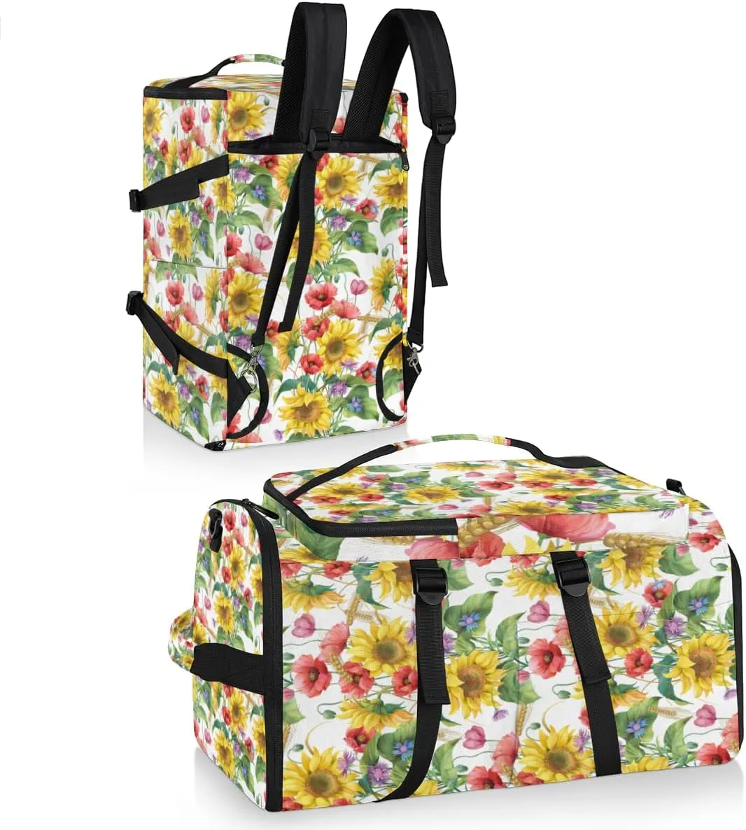 Large Sports Gym Bag With Shoe & Laptop Compartment 47L Waterproof Travel Duffel Bags for Men Women Poppy Flower Luggage Backpack Duffle Bag
