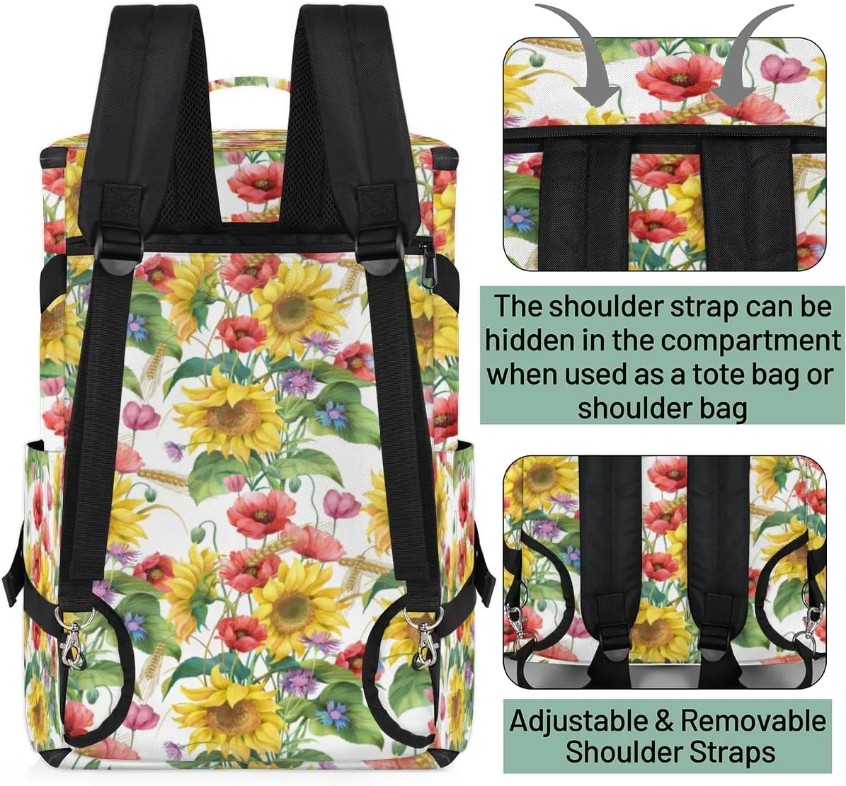 Large Sports Gym Bag With Shoe & Laptop Compartment 47L Waterproof Travel Duffel Bags for Men Women Poppy Flower Luggage Backpack Duffle Bag