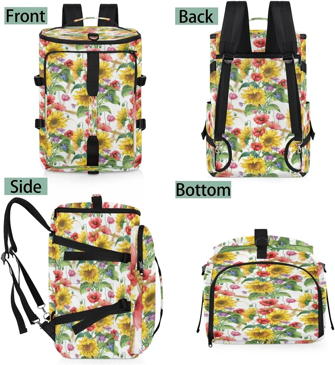 Large Sports Gym Bag With Shoe & Laptop Compartment 47L Waterproof Travel Duffel Bags for Men Women Poppy Flower Luggage Backpack Duffle Bag