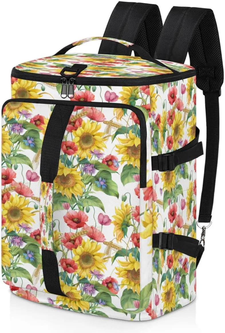Large Sports Gym Bag With Shoe & Laptop Compartment 47L Waterproof Travel Duffel Bags for Men Women Poppy Flower Luggage Backpack Duffle Bag