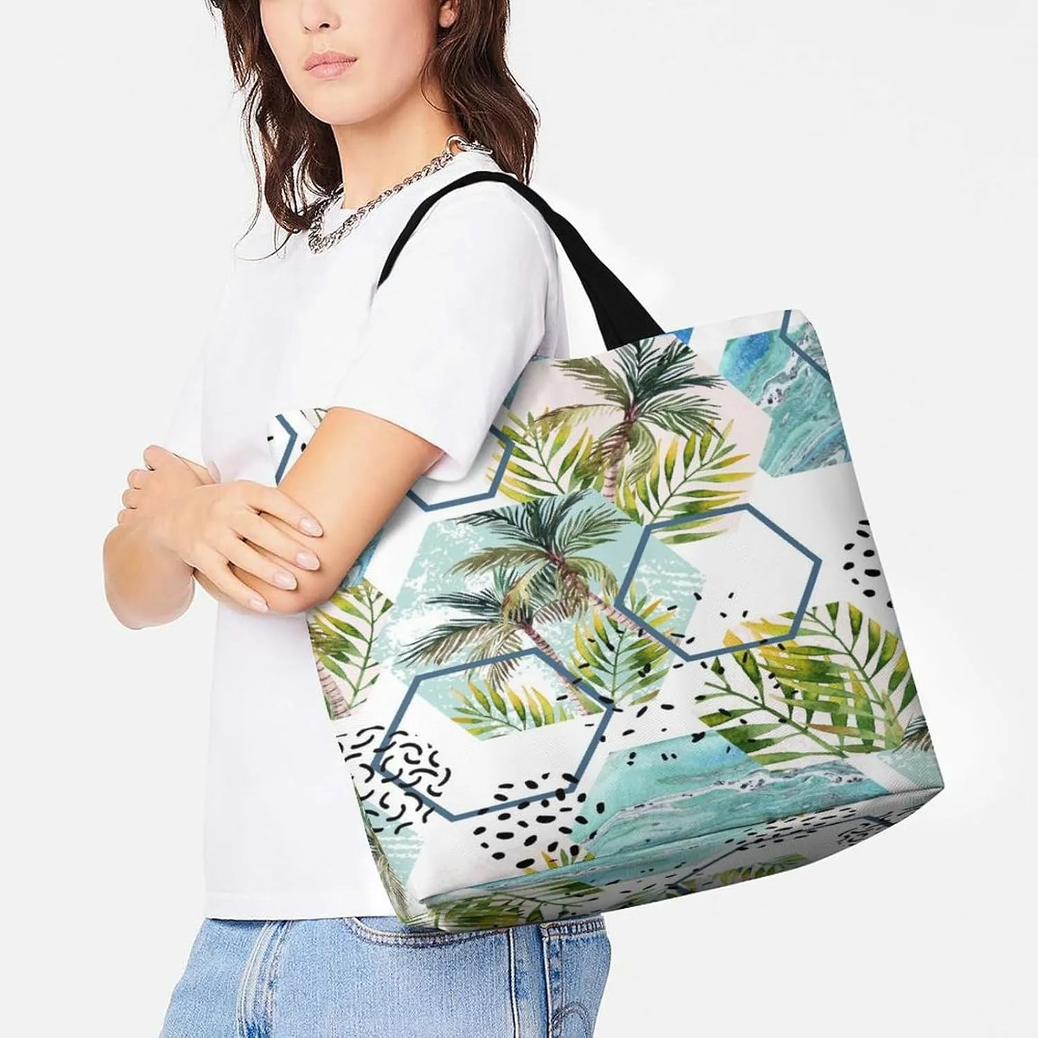 Large Tote Top Handle Bag, Shopping Handbag Big Polyester Shoulder Hand Bags