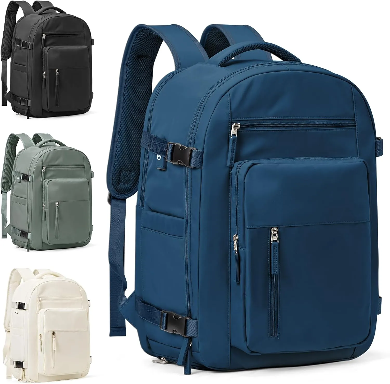 Large Travel Backpack for Women Mens 17 Inch Laptop Backpack, Waterproof Backpack Carry On Flight Approved with Shoe Compartment and USB Charging Port for Traveling, Hiking, Work, Blue