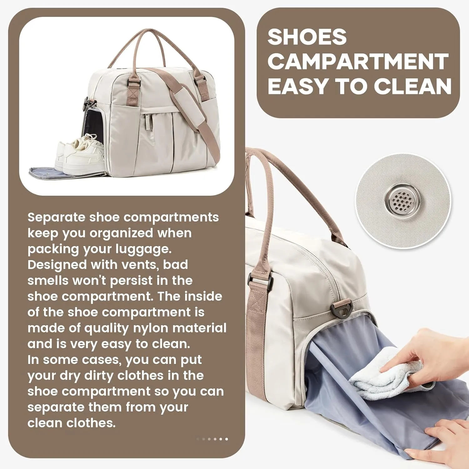 Large Weekender Bag for Women, Travel Duffle Bag with Shoe Compartment, Carry on Gym Bags Waterproof Overnight Bags Bolso de Viaje